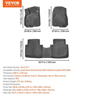Per CR-V Honda (modelli ibridi) Tappetini per auto da 2017 2022 Set di 3 pezzi si adatta ai modelli di auto - Product Image 6