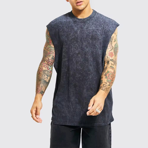 Camiseta sin Mangas Estilo Gimnasio Vintage 2026 para Hombre, el Mejor Diseño con Sublimación e Impresión de Logotipo Personalizado, Efecto Lavado Ácido, Camiseta Deportiva para Hombre - Product Image 5