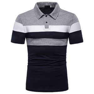 Camisetas de punto al por mayor para hombre, estilo casual, de secado rápido, con cuello vuelto, manga corta, logotipo personalizado, que absorben la humedad. - Product Image 1