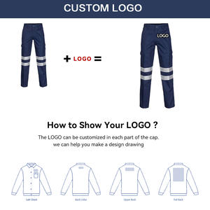 Pantalon de travail réfléchissant 100 % coton avec logo personnalisé, vêtements de travail de protection pour les ouvriers du bâtiment, uniformes réfléchissants - Product Image 2
