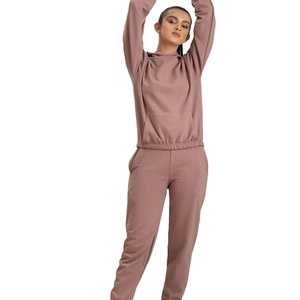 Women's Plus Size Casual Printed Tracksuit Set Hooded Full Sleeve Solid Color Two Piece Sweatshirt Pants Breathable Cotton - Product Image 1