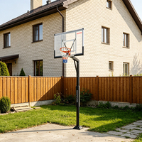 Support de panier de basket extérieur encastré au sol, hauteur fixe 54 pouces (10 pieds), panneau arrière en SMC/PC/verre, personnalisé en usine, ANBOO