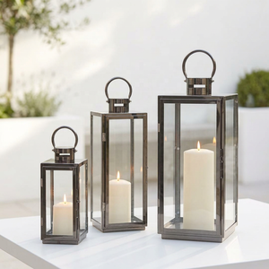 Manufacturers Black Nickel Steel Candle <b>Lanterns</b> for Home and Patio Luxury Lighting Decoration - Product Image 1
