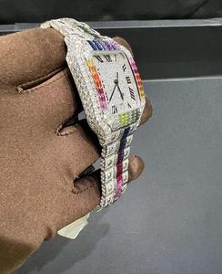 Luxury Iced Out Moissanite Diamond Hip Hop Quartz <b>Watch</b> Men Polygon Analog Wristwatch - Product Image 3