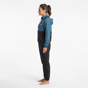 Women's Casual Sports Nylon Quarter <b>Zip</b> <b>Hooded</b> Color Block Tracksuit Regular Fit Jogger Pants Set - Product Image 4