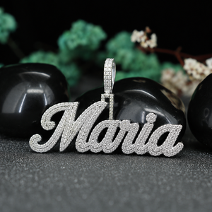 Collier pendentif prénom Maria en argent 925 plaqué or avec micro-incrustation de moissanite, style luxueux, unisexe, cadeau de fête - Product Image 1