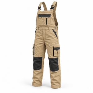 Mens Cargo Workwear Dungarees Bib Overalls Chest Zip Pockets Reinforced <b>Knees</b> Adjustable Shoulder <b>Straps</b> Construction Work Pants - Product Image 1