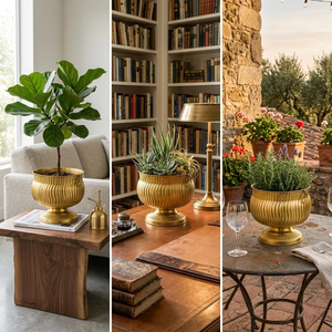 Pot de fleurs en métal finition or de luxe, élégant et décoratif, support de plantes métallique moderne, style chic pour l'intérieur et l'extérieur du jardin - Product Image 6