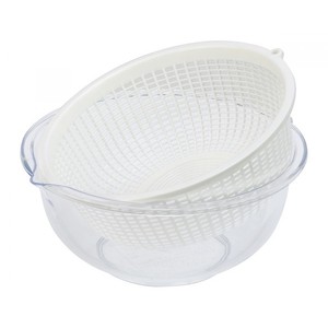 Ensemble passoire blanche et bol transparent Inomata Passoires et passoires élégantes - Product Image 1