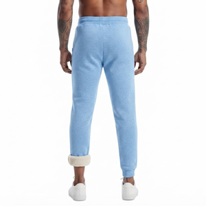 DROGEN EXPORTS Men Spring Sherpa Lined Fleece Lightweight Anti-Pilling <b>Linen</b>/Cotton Drawstring Closure Joggers Warm Athletic - Product Image 2