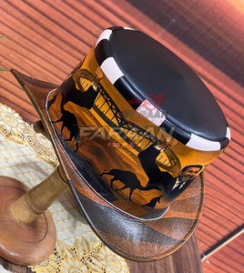 Chapeau de cowboy en cuir imprimé sur mesure, thème Champion, marron, style western, à large bord, pour ranch et rodéo, accessoire de mode - Product Image 5