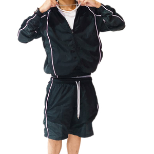 Conjunto de Chaqueta Corta y Pantalones Cortos de Dos Piezas Personalizado, Estilo Windbreaker, con Parches, Cierre de Cremallera, Nailon y Poliéster, Ropa Deportiva Urbana para Hombre - Product Image 6