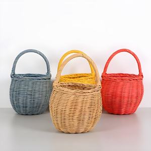 Cestas de regalo para bebés, cestas de mimbre hechas a mano para exhibir flores, contenedor de almacenamiento multifuncional - Product Image 6