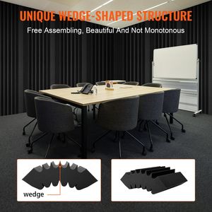 Paquete de 4 Paneles Acústicos de Espuma de Alta Densidad Resistentes al Fuego de 16.5 x 6.3 x 12 Pulgadas, Paneles Adhesivos para Paredes - Product Image 6