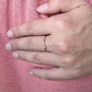 925 Sterling <b>Silver</b> Dainty Moissanite <b>Ring</b> <b>Silver</b> <b>Stacking</b> Wedding Band Single Round Moissanite <b>Ring</b> Dainty Moissanite Wedding - Product Image 4