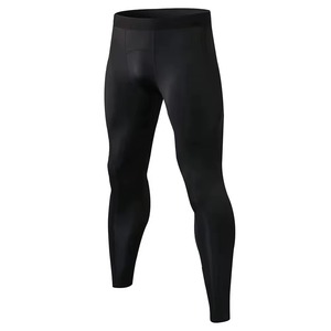 Leggings de sport pour hommes sur mesure, coupe ajustée, taille élastique, respirants, séchage rapide, en Spandex/Polyester, couleur unie, pour la gym - Product Image 4