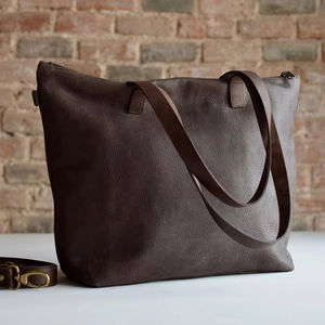 Sac à main en cuir véritable pour femmes, sac bandoulière, sac messager, fait main, couleur unie, fermeture à glissière, style vintage LTB-0295 - Product Image 1