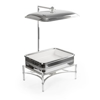 Plat de service rectangulaire en acier inoxydable de luxe avec couvercle suspendu, chauffe-plats de buffet grande capacité pour hôtels, mariages et traiteurs
