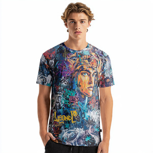 T-shirts pour hommes à col rond avec épaules tombantes, impression par sublimation personnalisée, t-shirts à manches courtes pour hommes, sublimation - Product Image 6