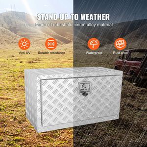 Cassetta Portaoggetti per Camion in Alluminio Resistente 76x43x46 cm con Piastra Diamantata, Chiavi e Accessori per il Controllo del Carico Resistenti all'Acqua - Product Image 4