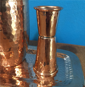 Jigger à bière en cuivre, shaker à cocktail en verre moderne, jigger 100 % cuivre pur et verre à vin et à bière - Product Image 3