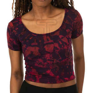 Camiseta Corta de Algodón Tie Dye de Última Moda y Alta Calidad para Mujer, Camiseta Informal Barata con Estampado Tie Dye, Camiseta Corta Tie Dye para Mujer - Product Image 4
