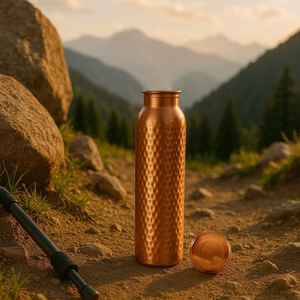 Best Quality 100% Pure <b>Copper</b> Leak-Proof Water <b>Bottle</b> with Antique Hammered Finish Eco-Friendly Direct Drinking 950ml Capacity - Product Image 3