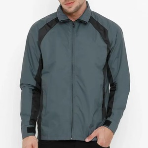 Chaqueta Cortavientos con Cremallera para Hombre, Color Sólido, Estilo Casual para Exteriores, Material de Poliéster, Cuello Camisero, Corte Regular, Estilo Otoñal - Product Image 1