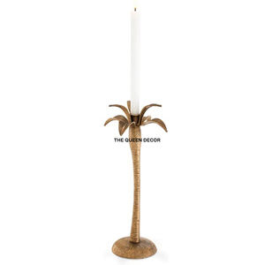 Candelabro Decorativo de Metal con Diseño de Palmera Dorada, Forma Única, Decoración para Bodas y Hogar - Product Image 1