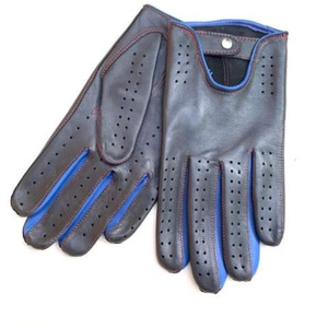 Gants de conduite en cuir véritable personnalisés pour hommes, gants de conduite de luxe classiques perforés et respirants avec bouton pression - Product Image 1