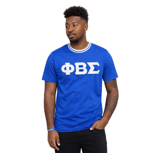 T-shirt en chenille blanc royal Phi Beta Sigma pour hommes, tissu de qualité supérieure, coupe confortable, vêtements de fraternité grecque, tenue décontractée - Product Image 1