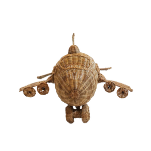 Avión de Juguete de Mimbre Natural Tejido a Mano, Decoración Artesanal con Patrones Intrincados para Decoración de Cuarto de Niños, Estilo Auténtico - Product Image 2