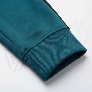 Men's Teal <b>Tracksuit</b> Full Zip Stand Collar Sporty Design Side Pockets Polyester Cotton Blend Autumn Wear Regular Fit - Product Image 6