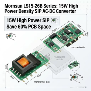 Alimentatore Industriale a Prezzo di Fabbrica LS15-26B12R3 12V 1.25A 176-528VAC Modulo AC/DC con Isolamento 3600V - Product Image 4