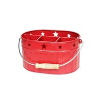 Support de rangement cylindrique rustique pour couverts en métal, double niveau, durable, sur pied, pour cuisine