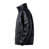 Veste en cuir unisexe d'hiver, décontractée, brodée, moelleuse, de luxe, coupe-vent, imperméable, à col montant, réversible et respirante