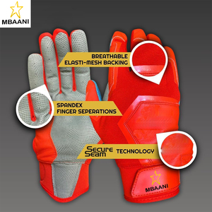 ถุงมือตีลูกเบสบอลแบบสั้นแบบดั้งเดิม - ถุงมือเบสบอลและซอฟต์บอลสำหรับเยาวชน - นุ่มพิเศษ ทนทาน ระบายอากาศได้ดี ทำจากหนังแกะ - Product Image 4