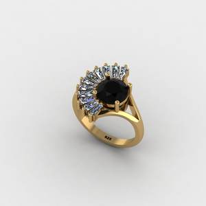 แหวนแต่งงานดีไซน์เนอร์ทรงมงกุฎประดับเพชร CZ 8 มม. และแบล็คออนิกซ์ ชุบทอง 18k เงินแท้ 925 ขายดีที่สุด - Product Image 2