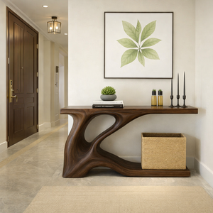 Handcrafted Modern Home Living Room Console <b>Table</b> Natural Saman Solid Wood Curved Design Dining Entrance Use Accent <b>Table</b> - Product Image 4