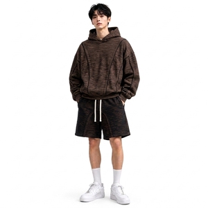 Ensemble sweat à capuche et short pour homme en molleton de coton, pull décontracté, style streetwear personnalisé, coupe régulière, haute qualité, collection printemps - Product Image 2