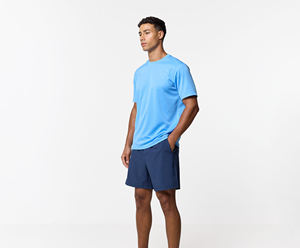 Camiseta de Manga Corta para Hombre, Cuello Redondo, Color Azul Claro, 100% Algodón Jersey, Tejido Casual, Color Sólido, Transpirable, Secado Rápido, 180g, Corte Regular - Product Image 1