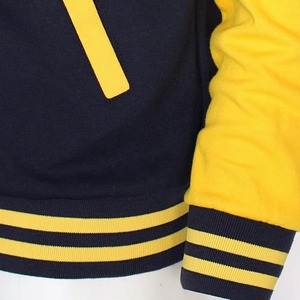 Blouson universitaire à capuche jaune marine pour homme, style Letterman en polaire, boutons-pression, streetwear décontracté, fournisseur OEM - Product Image 3