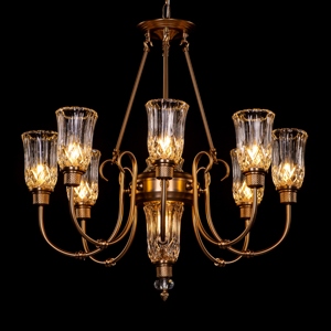 Wholesale Antique Brass Chandelier Bulk Vintage Glass Shade Pendant Light Factory Price <b>Retro</b> Luxury Hanging Lamp - Product Image 3