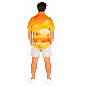 <b>Mens</b> Customizable Button-Up <b>Beach</b> <b>Shirt</b> Tropical Print Lightweight Breathable Polyester Summer Vacation Fashion Apparel - Product Image 6