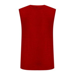 Débardeur Homme Rouge Sans Manches Col Rond Uni Tricoté Respirant 100% Coton Décontracté Coupe Musclée Grande Taille 220g - Product Image 6