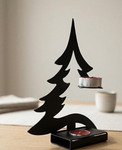 Modern Black Metal Candle Holder Christmas <b>Tree</b> Design Perfect for Holiday Table Styling and Cozy Home Ambience From India - Product Image 3