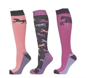 Calcetines de equitación personalizados de otoño hasta la rodilla, de compresión, ecológicos, de algodón/fibra de bambú, con puño y logo en la parte inferior. - Product Image 6