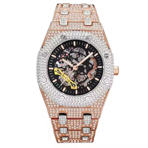 Reloj de Lujo Automático para Hombre con Diamantes de Moissanita en Forma de Caja Redonda y Correa de Acero Inoxidable - Product Image 4