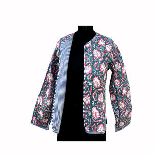 Chaqueta de Forro Polar para Mujer, con Botones, Acolchada a Mano, Transpirable, con Estampado Floral, Reversible, de Algodón Grueso, para Niñas, a Excelente Precio - Product Image 6