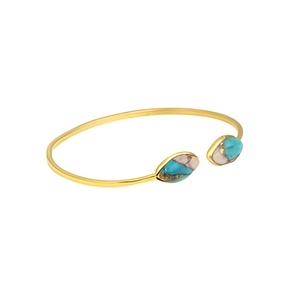 Brazalete Ajustable de Plata de Ley 925 de la Mejor Calidad, Chapado en Oro de 18k, con Ópalo Rosa y Cobre Rosa, Joyería Fina para Regalo - Product Image 1